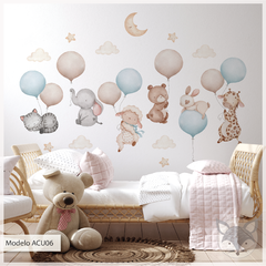 Flying Animals with blue Balloons Kids Wall Decal - Modelo ACU06 - buy online