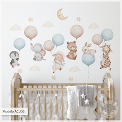 Flying Animals with blue Balloons Kids Wall Decal - Modelo ACU06 on internet
