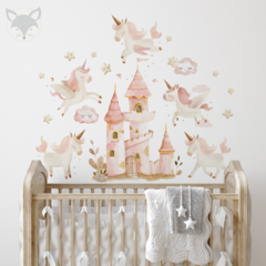 Magical Unicorns and Castle Kids Wall Decal- Modelo ACU08 - Little Dreamer Deco - vinilos decorativos infantiles