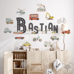 Personalized watercolor Vehicles Kids Wall Decal- Modelo ACU17 on internet