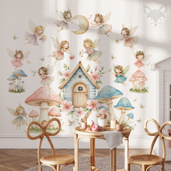 Vinilo Decorativo Infantil Hadas, Flores y Casitas en el Bosque. Modelo ACU20 en internet