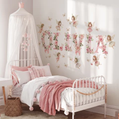 Vinilo decorativo personalizado hadas y flores para habitación infantil ACU32 - Little Dreamer Deco - vinilos decorativos infantiles