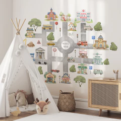Vinilo infantil ciudad personalizada, stickers de ciudad para niños, ACU41A en internet
