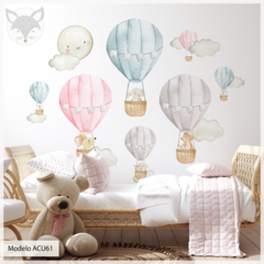 Modelo ACU61 Globos pasteles acuarela con animales, luna y nubes