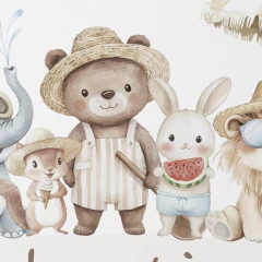 Vinilo Infantil Animales Playa con Nombre Personalizado Safari Verano Bebé ACU49 - comprar online