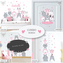 Nordic Animals Wall Decals Beige Set Personalized Nursery Decor – NOR14 on internet