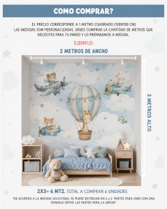 Mural Infantil Campo flores mariposas y pajaros Modelo MUI105 - comprar online