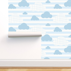 Modelo ELD.SKY.11 Nubes con fondo rayado celeste y blanco. - comprar online