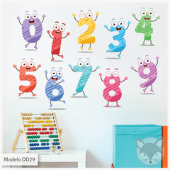 Kids Fun Numbers Wall Decal with Animated Faces - Modelo DD29