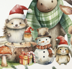 Modelo ESP109 Navidad bosque acuarela - Little Dreamer Deco - vinilos decorativos infantiles