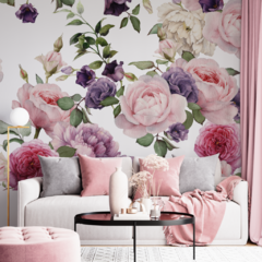 Modelo EW.FLOR.06 Rosas y Lilas - PROMO! - rollo de 1x6 metros - Se entrega completo