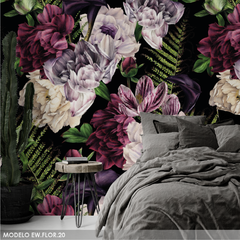 Modelo EW.FLOR.20 Peonias lilas fondo negro
