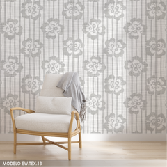 Modelo EW.TEX.13 Flores de color gris fondo lino trenzado gris natural