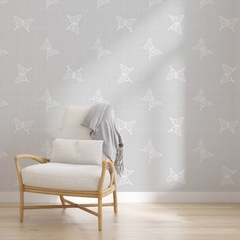 Modelo EW.TEX.31 género de mariposa sobre lino suave gris
