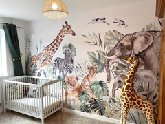 Mural Infantil Selva Safari Acuarela, Vinilo Decorativo - Modelo MUI11 - Little Dreamer Deco - vinilos decorativos infantiles