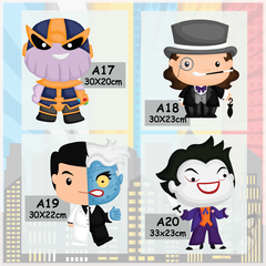Vinilo Infantil de Superhéroes Decoración de Pared - Modelo Pc69A - Superheroes 30 cm cada Uno