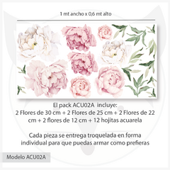 Vinilo decorativo floral de peonías rosas ACU02 - tienda online