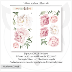 Vinilo decorativo floral de peonías rosas ACU02 - comprar online