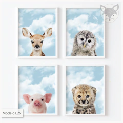 Laminas L26 Baby animals fondo sky - 4 laminas de 20x30 cm - comprar online