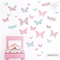 MT24 - Mariposas Shabby Rosa Celeste y Gris