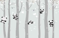 Vinyl kids mural, pandas and magical nature, Model MUI47. on internet