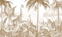 Mural infantil safari vintage, decoración tonos neutros, Modelo MUI90. en internet