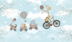 Decorative Kids Mural Train Animals and Balloons, Model MUI04 - Little Dreamer Deco - vinilos decorativos infantiles