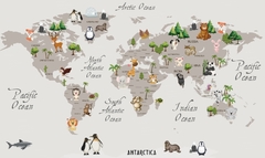 Mapa Mundial Infantil con Animales en Vinilo, Modelo MUI05 - comprar online