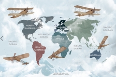 Mapa educativo infantil con continentes y aviones, modelo MUI34. en internet