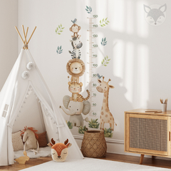 Vinilo Medidor de Altura Infantil, Animales de la Selva, Diseño Acuarela, Decoración para Habitación de Niños - buy online