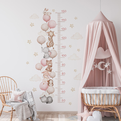 Vinilo infantil medidor de altura con animales y globos Rosas Modelo MD04 (acu06) en internet