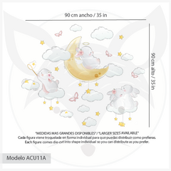 Bunnies on the Moon Kids Wall Decal- Modelo ACU11 - Little Dreamer Deco - vinilos decorativos infantiles