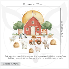 Red Barn and Farm Animals Kids Wall Decal - Modelo ACU24 on internet