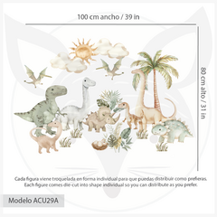 Vinilo Decorativo Infantil de Dinosaurios Acuarela Modelo ACU29 - Little Dreamer Deco - vinilos decorativos infantiles