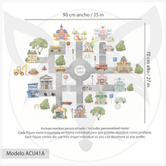 Custom Town Wall Decal for Kids, City Stickers for Nursery, ACU41A - Little Dreamer Deco - vinilos decorativos infantiles
