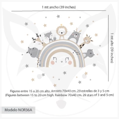 Image of Modelo NOR36 Arcoiris nordico con animales y estrellas beige y gris
