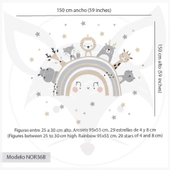 Modelo NOR36 Arcoiris nordico con animales y estrellas beige y gris - buy online