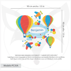Hot Air Balloons Custom Name Wall Decal - Modelo Pc35 - Little Dreamer Deco - vinilos decorativos infantiles