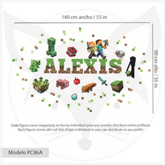 Vinilo Infantil Personalizado de Minecraft con Nombre - Modelo PC86 - tienda online