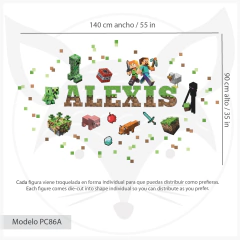 Personalized Minecraft Wall Decal for Kids with Name - Modelo PC86 - online store
