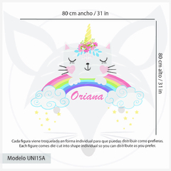 Personalized Cat Unicorn Wall Decal - Kids Room Decor - UNI15 - Little Dreamer Deco - vinilos decorativos infantiles