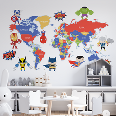 Mapa infantil de vinilo decorativo, dinosaurios prehistóricos, Modelo MP27 - comprar online