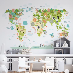 Mapa infantil de vinilo decorativo, animales del mundo, MP34 - comprar online