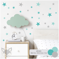 MT20D - PROMO - Estrellitas Mint Oscuro / Mint Claro / Gris - Mix medidas