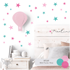 MT20F - Estrellitas Mint / Fucsia / Rosa - Mix medidas