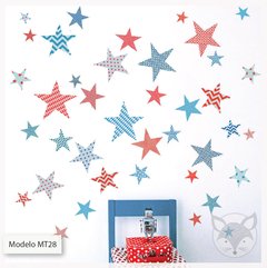 MT28 Mix estrellitas con tramas azules y rojas
