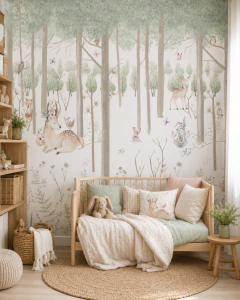 Mural Infantil de Bosque y Animales en Vinilo, Modelo MUI03