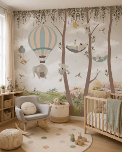 Mural Vinílico Infantil Koalas y Elefantes, Modelo MUI09