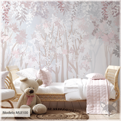 Mural Infantil Vinilo Bosque Pastel, Modelo MUI100