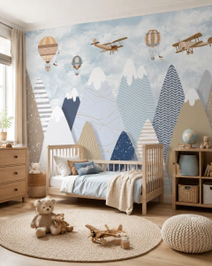 Adventure Mountains Kids Vinyl Mural, Model MUI101